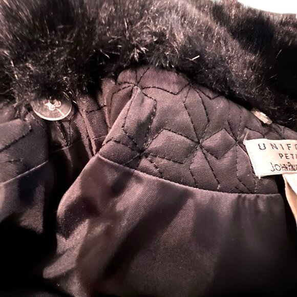 NWT John Paul Richard Uniform Quilted Black Jacket Silk Faux Fur Pockets PL - Picture 6 of 14